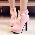 2015 Autumn And Winter New Stiletto Shoes Platform Boots Rome Female Heeled Booties Pink Black Yellow