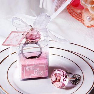 Wholesale Party Wedding Favors Valentine's Gift Sweet Faux Diamond Ring Crystal Keychain 3 Colors Hot Sale 100PCS/LOT