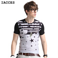 Casual Silk Ice T Shirt Man Luxury Name Fashion 3D Print Black Stripes Star Slim Tees