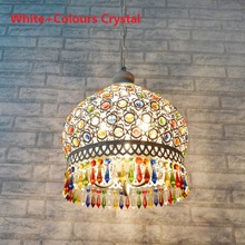 Mediterranean Colorful Crystal Pendant Lamp Dining Room Pendente De Teto Kitchen Lights Fixtures Bedroom Hanging Lamp 110V 220V