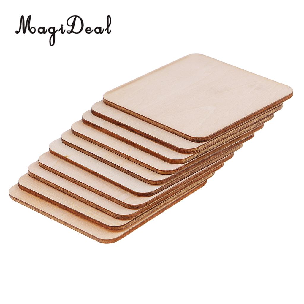 100x Wooden Square Cut Slices Shapes Wood Craft Blank Plaque DIY Pyrography