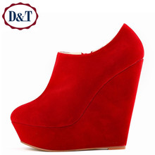 AliExpress |{D&T Shop} 2013 Women Motorcycle Boots OL Thick Heel Platform Medium-leg High-heeled Boots shoes woman Wholesale Free Shipping