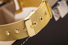 Free shipping Women Dress Quartz Watch Gold Mesh Band Watches Women 2015 New Clock relojes Wristwatches