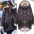 2016 new large size women warm winter plus velvet plaid personality long section of thick cotton