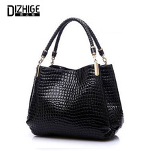 Big New Women Shoulder Bags Alligator Ladies Leather Bags Women Handbags Of Famous Brands Totes 2015 Black Sac Espagnol