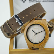 Hot Sale Top Gift Item Bamboo Watch with Calf Genuine Leather Band Luxury Wristwatch Bamboo Watches