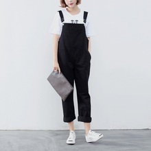 2016 Spring Summer Candy Color Strench Denim Overalls Full Length Casual Loose Jeans Overalls Jumpsuits Women 4Color
