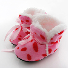Leopard Zebra Toddler Kids Fleece Fur Boots Baby Shoes Winter Laced Ankle Socks