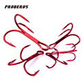 100pcs lot Fish Hook Treble Hooks Red Fishhook Peche Carpe Triple Fishing Hooks Free Shipping