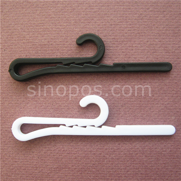 Plastic non slip sock hanger clip, black slide on style toothed