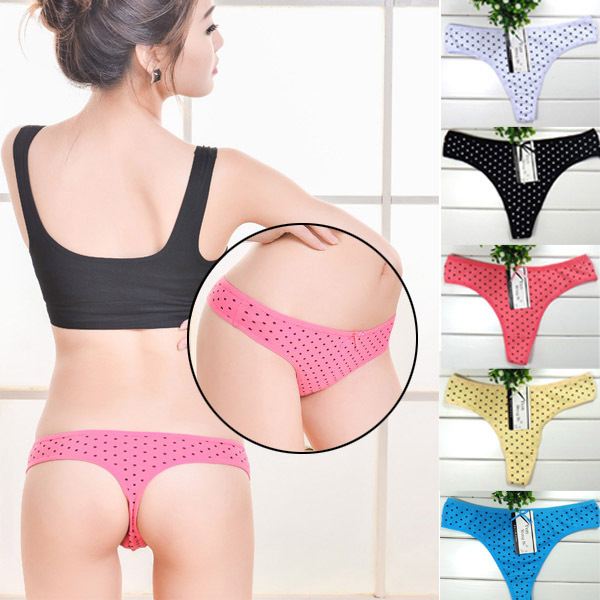 87229 Hot Sale 2015 G String Cotton Dots Thongs For Women