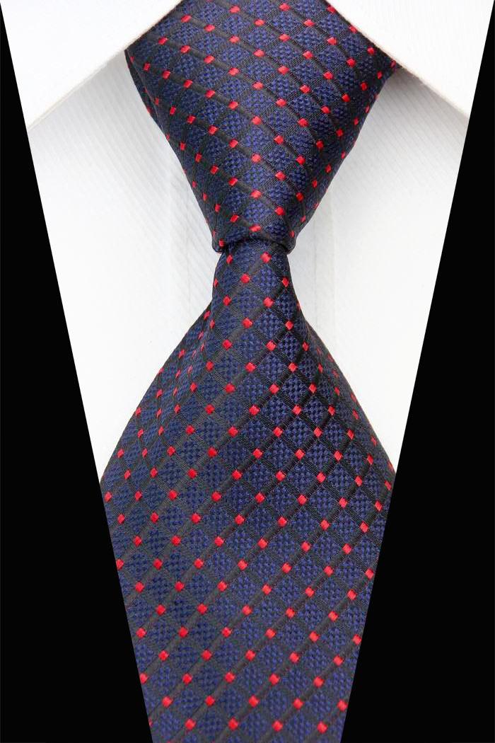 NT0464 Checks Black Red Classic Silk Polyester Blend Smooth Man s Casual Jacquard Woven Necktie Business