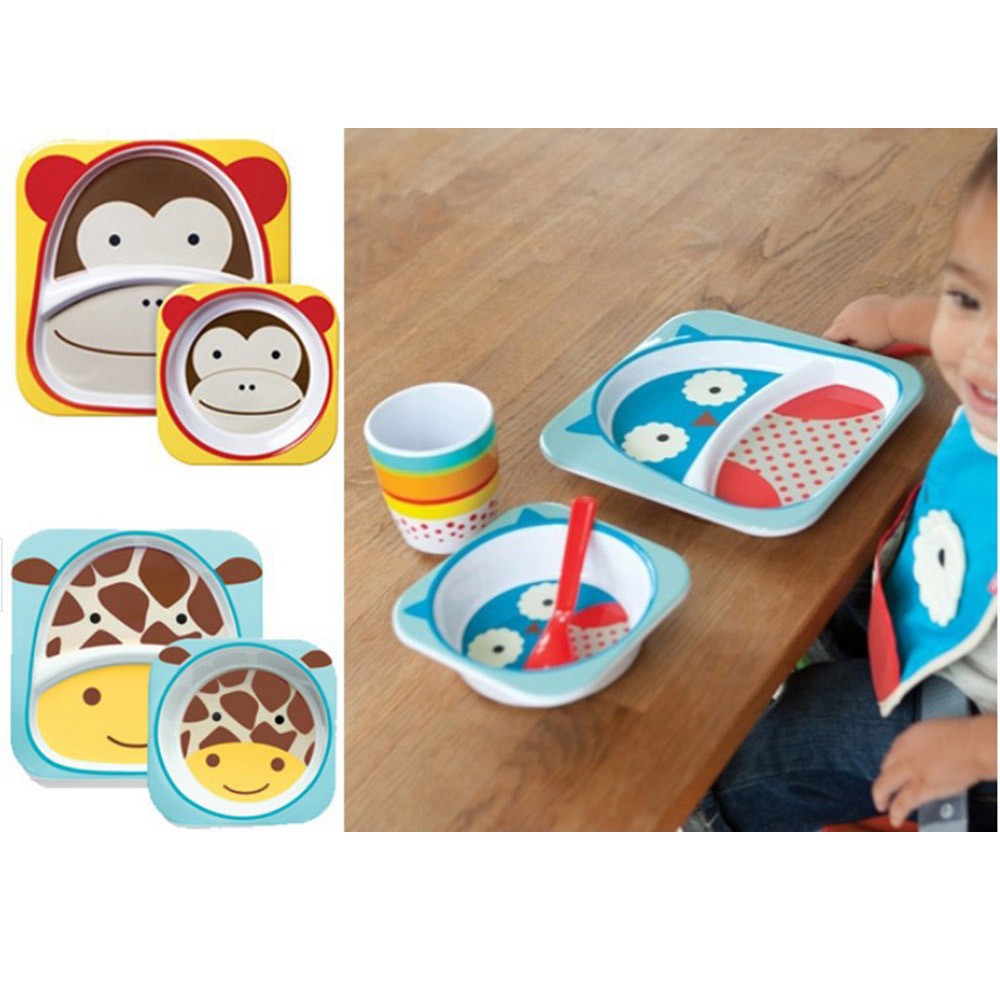 Baby-Plate-Set-Zoo-Children-Dishes-Security-Children\'s-Meals-Dishes-Cutlery-Tray-Plates-Bowls- Tableware-Set-BPA-Free-T0006 (2)
