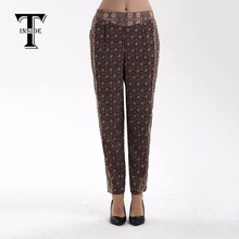 T-Inside 2016 Women Pants Elastic Waist Stylish Print Patterns Patchwork Daily Causal Wear Women’s Trousers Brand New