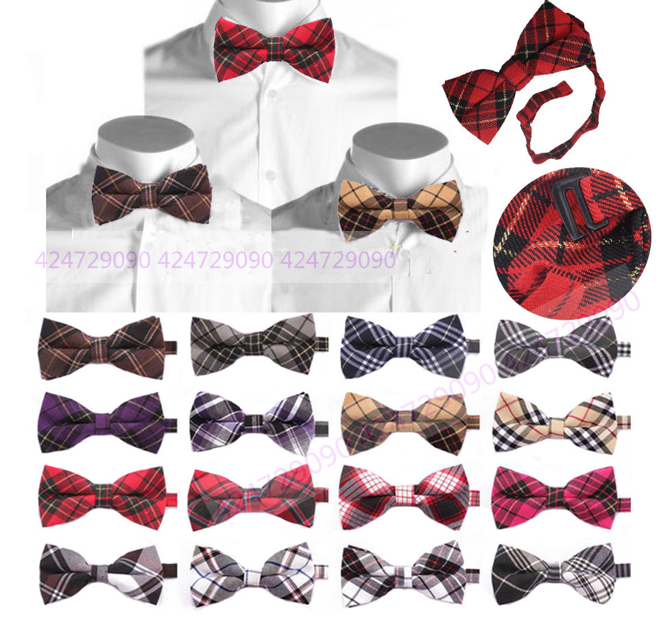 Men\'s Bowtie Plaid Cotton Tartan Bow Tie Necktie Adjustable Wedding Party JB0008 Free Shipping