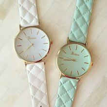 Free shipping 2014 New Fashion Women Dress Watch ventage Leather Lake Blue Watches refined Bracelet  wristwatch casual  W047