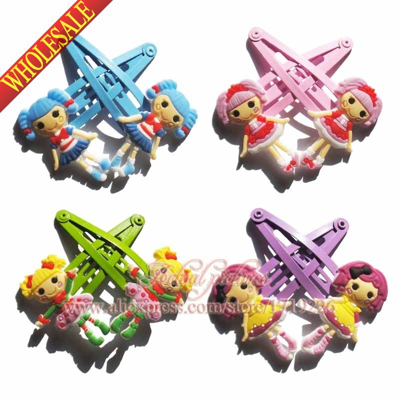 Hot Sale 4pairs Lalaloopsy Dolls Baby Girls Kids Hair Clips Claws Elastic Hair Bands Hair Accessories