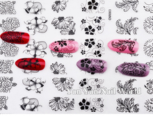 3D Black Flowers Nail Stickers 108pcs sheet Top Quality Metallic Mix Design Nail Decals DIY Beauty