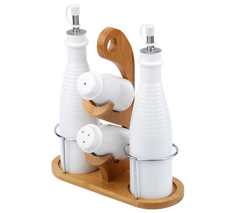 2021 Wholesale Ceramic Condiment Set Oil And Vinegar Cruets + Salt And