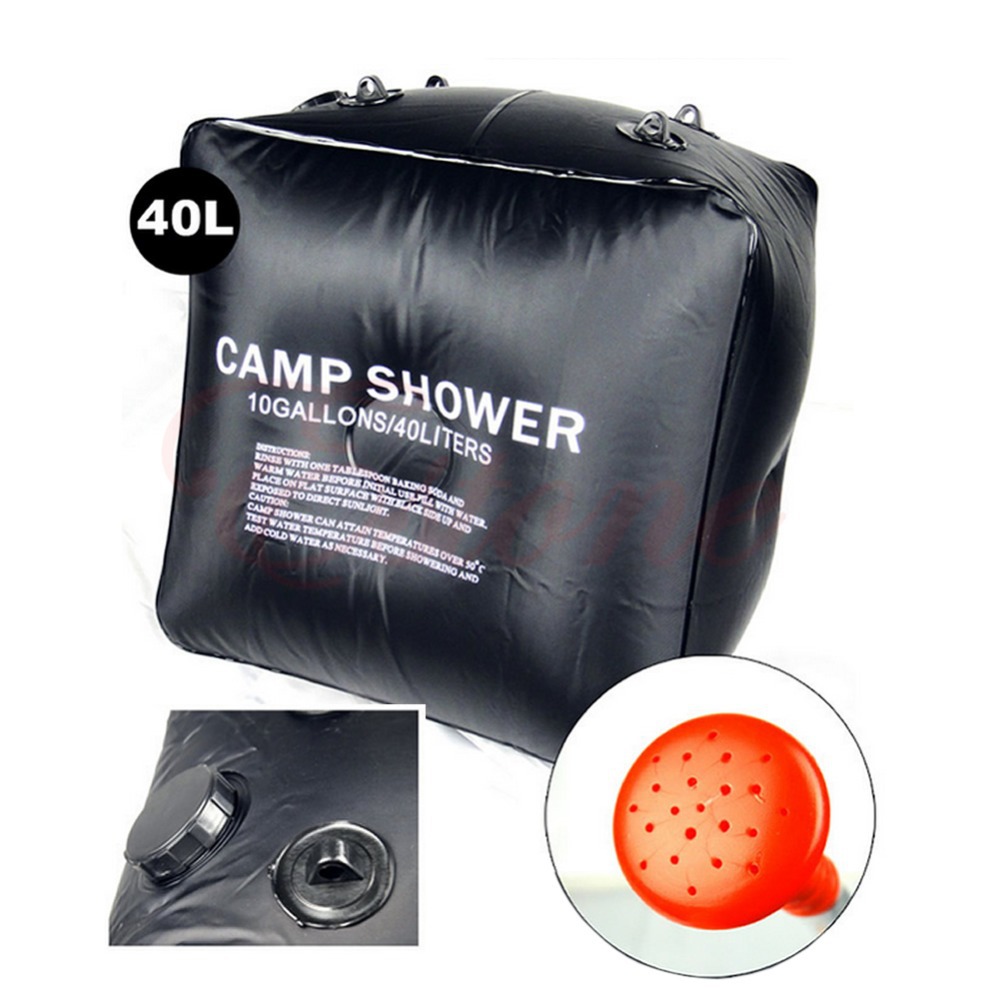 Outdoor Hiking Folding Solar Camp Shower Water Bathing Bag 40L 10 Gallons Black Outdoor Hiking Folding Solar Camp Shower Water Bathing Bag 40L 10 Gallons Black