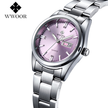 New Brand Relogio Feminino Date Day Clock Female Stainless Steel Watch Ladies Fashion Casual Watch Quartz Wrist Women Watches