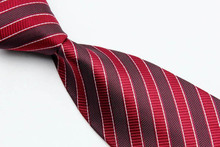 NT0046 Red Black Stripe Smooth Luxury Jacquard Woven Classic Elegant Silk Polyester Man s Business Wedding