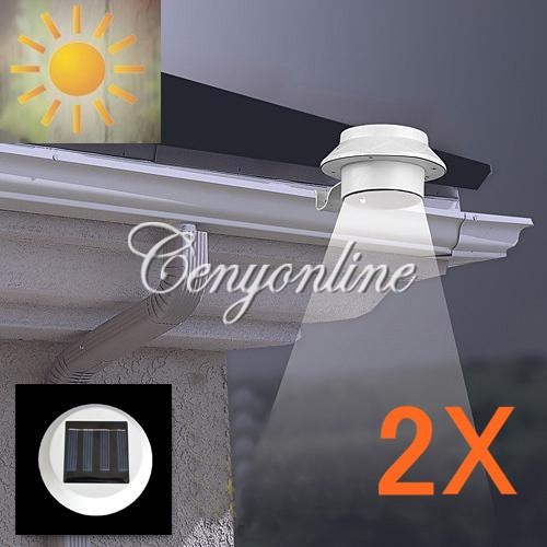 NEW 2pcs Solar Powered 3 LED ABS ON OFF Fence Gutter White Light Outdoor Yard Garden
