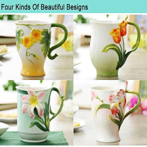 Promotional price Kung fu tea set ceramic Bone China Coffee cup 350ML 400ML 450ML Handpainted coffee