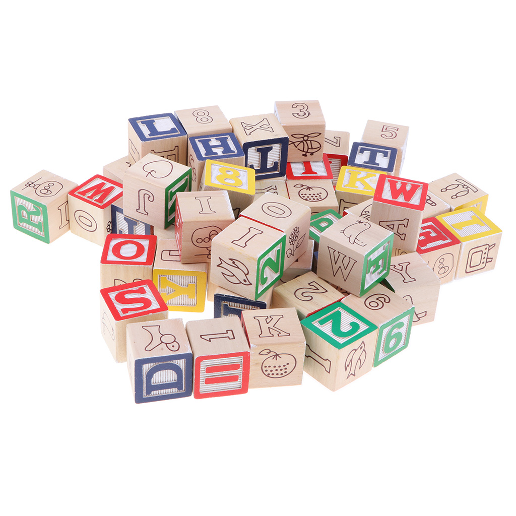 Kids Wooden Blocks Alphabet Numbers ABC Learn Educational Toddler Toy New 