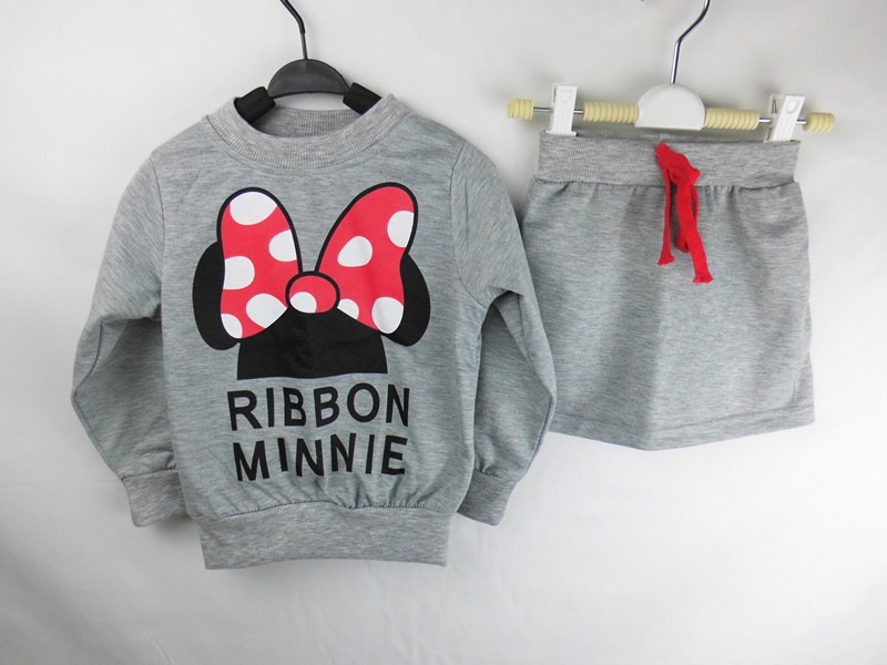 Retail 2015 Minnie Kids Clothes Girls Clothing Sets Baby Girl