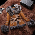 2016 Winter Real Fur Coat Women Fur Jacket with Real Fox Fur Collar Sheep Leather Cotton