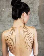 New Fashion Jewelry Gold Gun Black Tassel Sexy Body Shoulder Chain for Women jewelry 10pcs lot