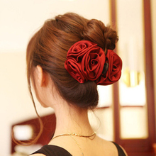 Korean Beauty Ribbon Rose Flower Bow Jaw Clip Barrette Hair Claws for Women Hair Accessories