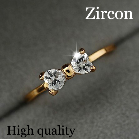 Austria Crystal CZ Diamond rings Gold Plated finger Bow ring wedding engagement Zircon Crystal Rings women