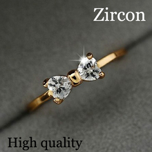 2014 hot New Design Fashion Noble Plated 18K Real Gold  Bow ring Zircon Crystal Rings ! cRYSTAL sHOP