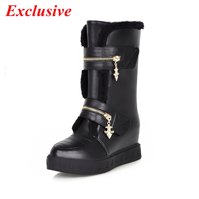 Winter women's boots 2015 Latest Black Beige White  Warm comfortable Waterproof platform Winter ankle boots Slope with Shoes