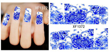 1sheets DIY Polish Decorations Beauty Charm Blue Flower Nail Art Stickers Decals Full Wraps Foils Manicure
