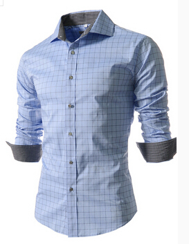 Men s Shirts 2015 New Fashion Designer Casual Long Sleeved Plaid Shirt Male Camisas Hombre Slim