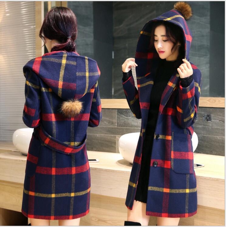 2016 fashion young women font b tartan b font clothing long girls coat jacket autumn winter
