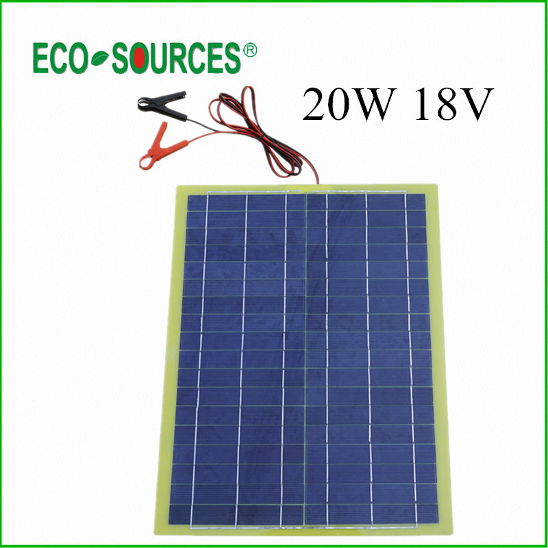 ECO-SOUCES 20W Epoxy Solar Panel 12V Polycrystalline Poly Solar Panel for Charge 12V Battery ECO-SOUCES 20W Epoxy Solar Panel 12V Polycrystalline Poly Solar Panel for Charge 12V Battery