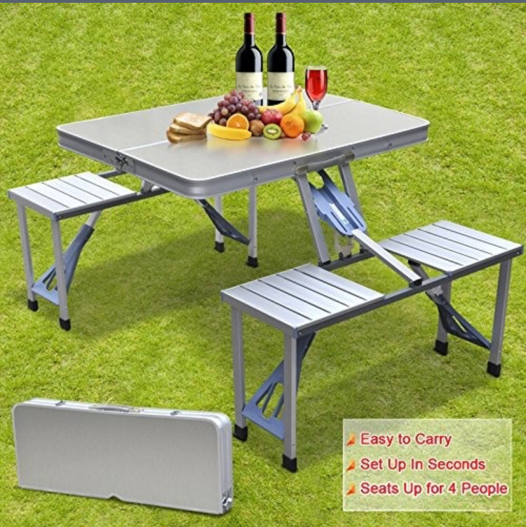 folding camping table and chairs set