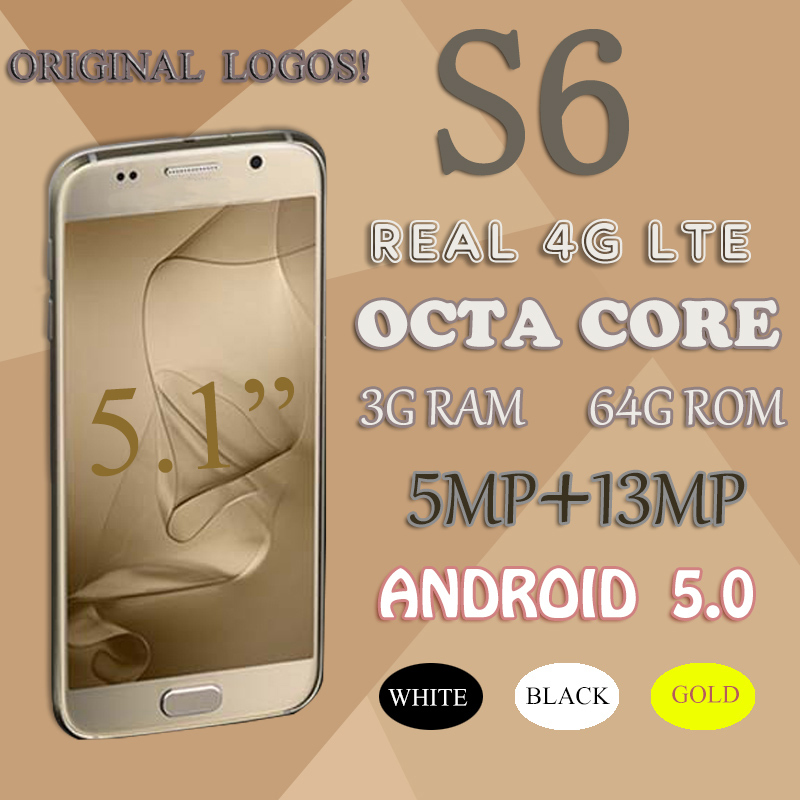 Real 4G s6 phone 5 1 Octa core Fingerprint s6 smart phone 3G Ram 32G Rom