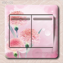 Extraña nueva casa hogar creativo vida clavel flores PVC etiquetas engomadas del interruptor de moda venta al por mayor del pelo al azar