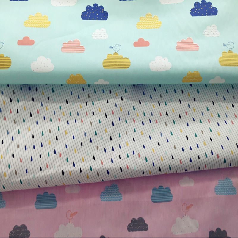 New Arrival Colorful Cloud Drop Twill Cotton Fabric Baby Cloth Bedding Fabric HomeTextiles DIY Handmade Sewing Craft