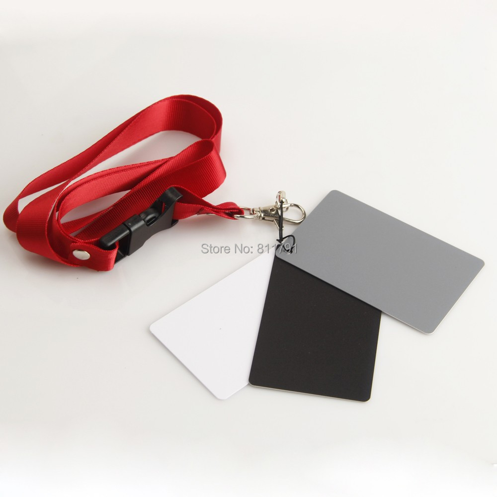 New Arrive 10pcs/lot  Digital Grey White Black Gray Balance 3 in 1 Cards 18% digital Gray Card with Strap Free Shipping