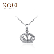 ROXI Gift Classic Crown Pendant Necklace Rose Gold platinum Plated 100 hand Made Fashion Women Jewelry