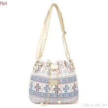 National Women Canvas Bags Drawstring Geometric Plaid Shoulder Bag Vintage College School Casual Crossbody Bags Girls