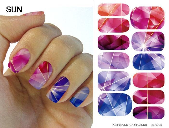 Water Transfer Foil Nails Art Sticker Colored Bright Crystal Design Nail Sticker Manicure Decor Tools Nail