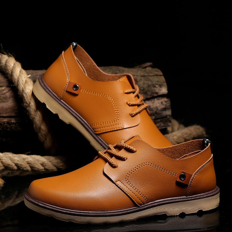spring autumn new fashion men leather shoes casual breathable flats adult male Oxfords sneakers size 39
