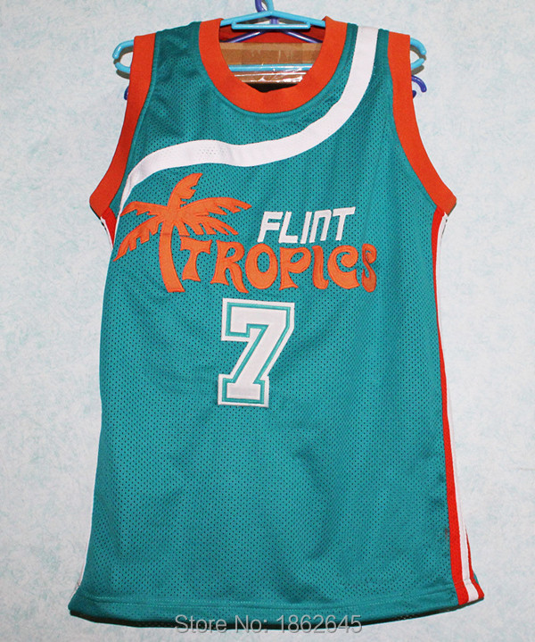 Coffee Black 7 Flint Tropics Semi Pro Movie Basketball Jersey,Stitched Coffee Black Jerseys